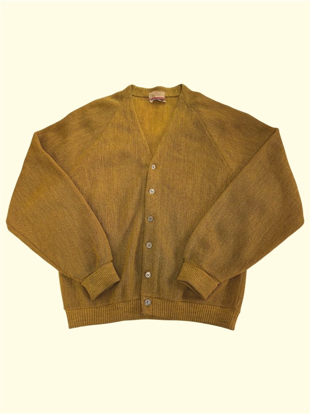 Vintage 50s 60s Jantzen Knit Cardigan Wool Mohair Alpaca Mustard Kurt Cobain XL
